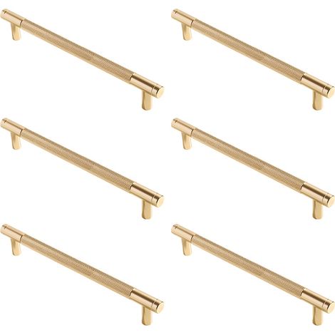 Poignées de meubles moletées, poignées d'armoires de cuisine, poignées de tiroir, entraxe de 160 mm, 6 pièces (or) (1/4)