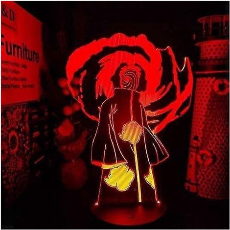 Veilleuse 3D Adiqecg, illusion d'optique, cadeau de Noël, Obito Sharingan, lampe LED 3D style anime, veilleuse à couleurs changeantes pour la maison (1/5)