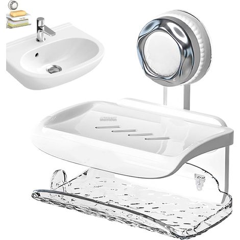 Seifenablage mit Abfluss, Seifenablage mit Abfluss, Badezimmerzubehör ohne Bohren, Seifenablagen, Duschseifenhalter, Seifenablage mit Abfluss (1/5)