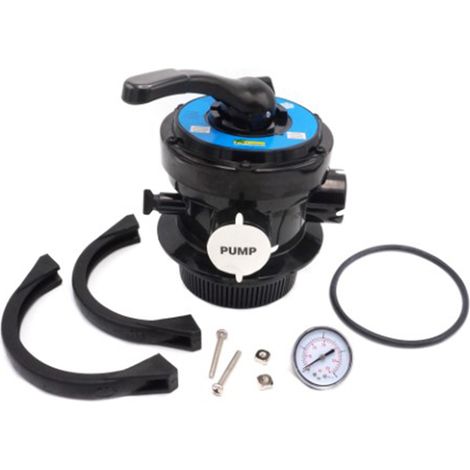 Vanne 4 voies pour filtre à sable PoolFilter Ø 300 mm – Compatible avec filtre à sable Ubbink – Vanne multivoie en plastique noir