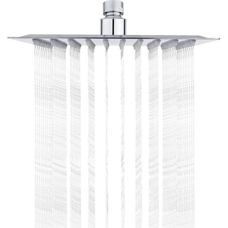 Knob of shower square 20 cm in stainless steel Thread universal 1/2' Rotation 360° Energy water 30% (1/4)