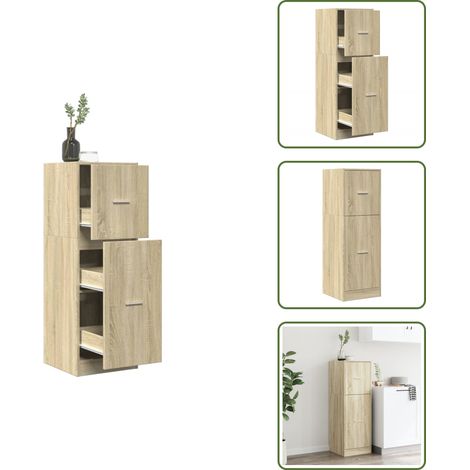 Armario de cajones - vidaXL Armario botiquín madera de ingeniería roble Sonoma 40x41x118 c - Madera de ingeniería