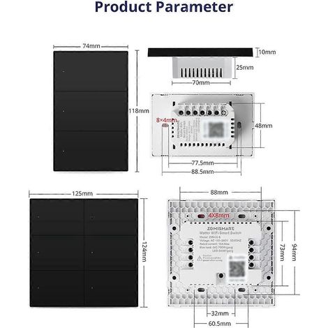 Interrupteur mural intelligent Matter WiFi Smart Switch avec bouton de commande intelligent pour application Smart Things HomeKit (1 bouton) (1/5)