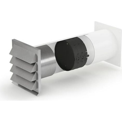 Naber COMPAIR Mauerkasten E-Jal 150 inkl. THERMOBOX, Jalousie Edelstahl, innen Rundrohr-Anschluss (1/2)