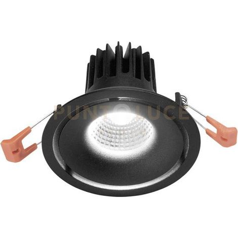 GFA1031C- FARETTO DA INCASSO IN ALLUMINIO DIFFUSORE TRASPARENTE A LED 3000K 465LM 8W NERO D.10CM
