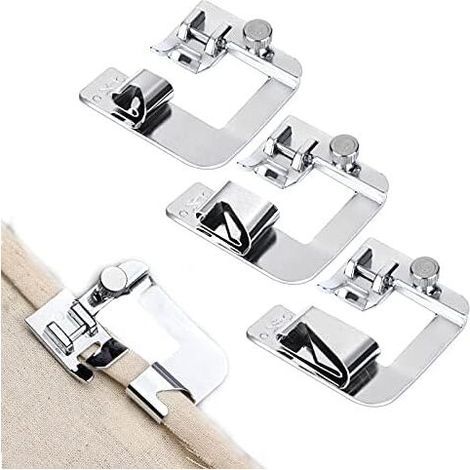 Kit di 3 misure di piedini per macchina da cucire CSPARCV per orlo, piedino per orlo arrotolato per la maggior parte delle macchine da cucire con adattatore per albero basso (4/8, 6/8, 8/8 pollici). (1/4)