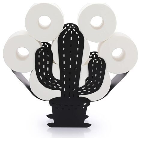 Support de Rouleau de Papier Toilette Porte-Papier en métal Stockage de Papier en Forme de Cactus pour Salle de Bain (Noir) (1/5)