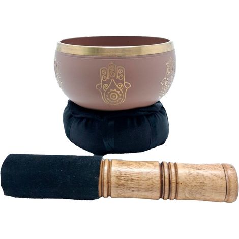 Cuenco tibetano de latón rosa mano de Fátima con cojín 11 cm (1/5)