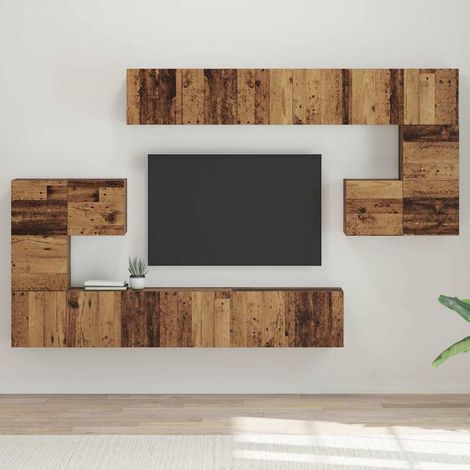 TV-Schrankset Wandmontiert 10 pcs Altholz Holzwerkstoff