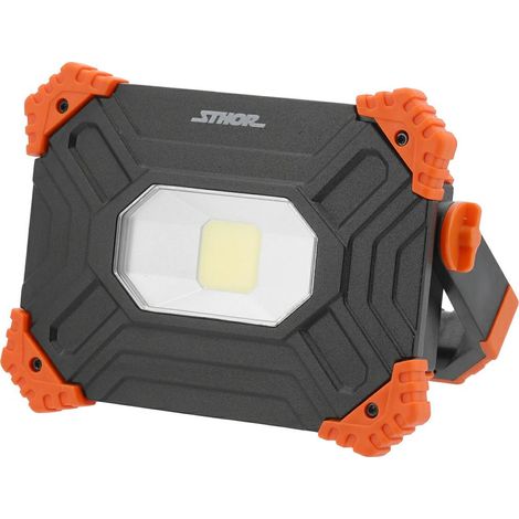 Foco LED con batería, 10 W, COB, 1000 lm, con batería externa de 4400 mAh, USB, luz de trabajo portátil y luz de emergencia, IP20, modos de iluminación variables, ABS duradero y aluminio