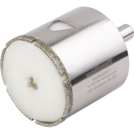 wolfcraft - Trépan Diamant pour Carrelage - Diamètre 53 mm - Profondeur de coupe 45 mm. avec Foret de Centrage - réf. 5929000