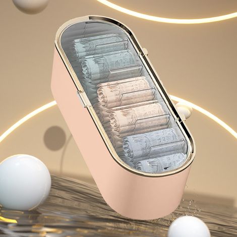 Organisateur mural de sous-vêtements en plastique résistant et anti-poussière, gain de place, avec tiroir, pour chambre, salle de bain, rose (1/5)