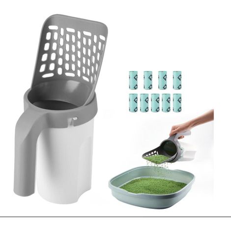 Cat litter scoop with holder, cat litter bag with 10 bags, large capacity cat manure picker
