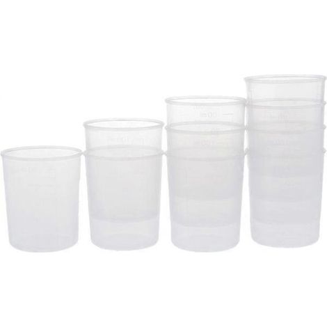 Lot de 10 gobelets doseurs de 100 ml pour le mélange de résine époxy (cuisine, peinture, arts plastiques). (1/5)