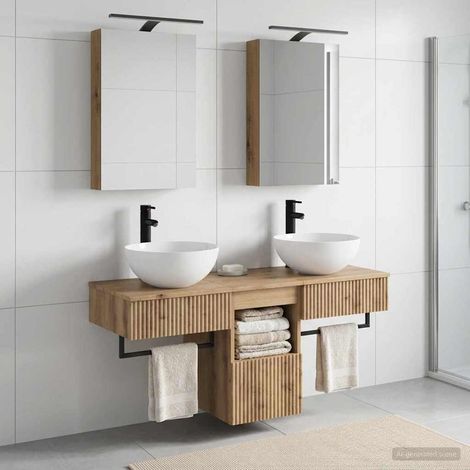 vidaXL Juego de Muebles de Baño 5 uds. Roble artisan (1/5)