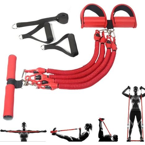 Multifunktionales Bauchmuskeltrainingsset mit Widerstandsbändern und Bauchmuskelroller für das Heim-Fitnessstudio