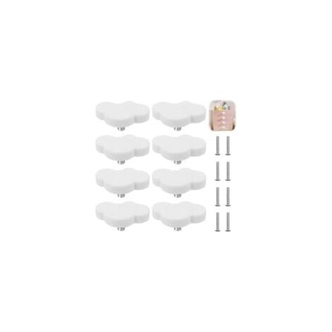Ensemble de 8 boutons de meuble en forme de nuage pour chambre d'enfant, style dessin animé, boutons de commode avec vis, poignées de tiroir - Crezuo (1/4)