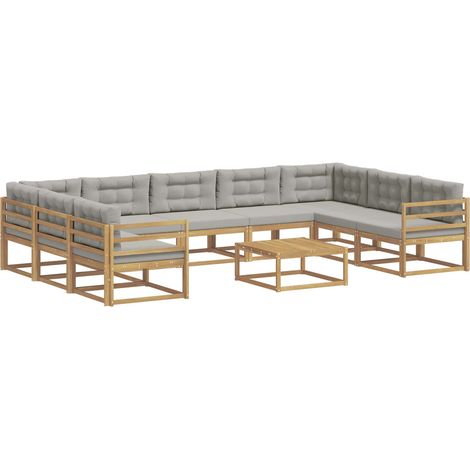 Ensemble de canapés d'extérieur 10 pc Blanc et gris clair vidaXL (1/5)
