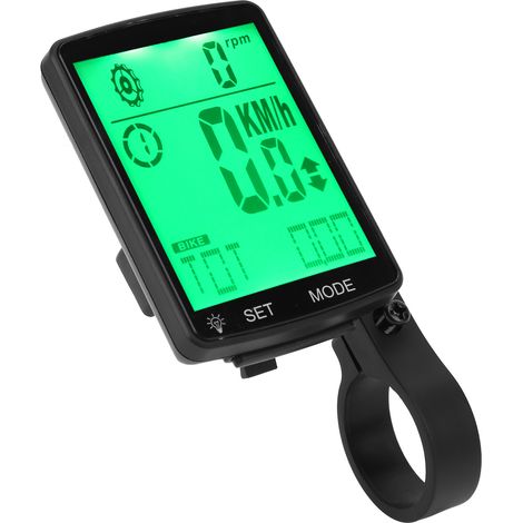 Compteur vélo LED 7cm avec rétroéclairage, multifonction chronomètre et indicateur de vitesse, vert (1/5)