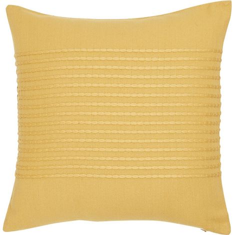 Housse de coussin carré en coton en relief "Essential" - Jaune - 40 x 40 cm - Livraison gratuite (1/3)