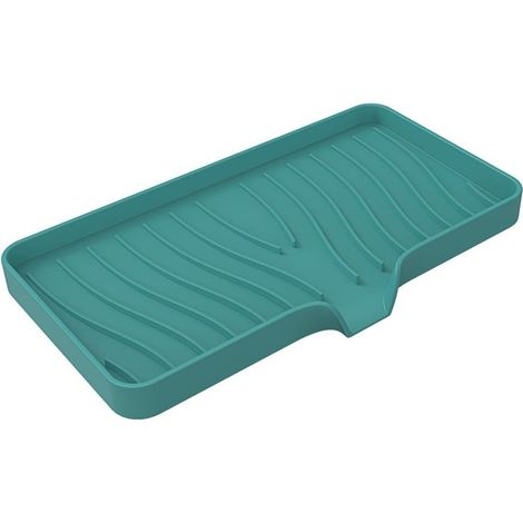 Tapis de séchage en silicone avec rebord d'évacuation pour vaisselle de cuisine (vert) (1/5)