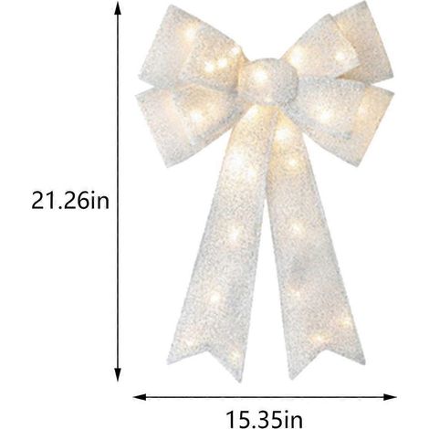 Große Christbaumschleifen, Christbaumschleifen, beleuchtete LED-Christbaumschleifen, Weihnachtsdekorationen für drinnen und draußen mit warmweißen LED-Lichtern (1/2)