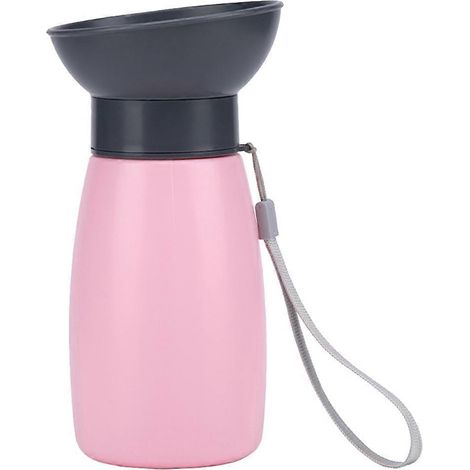 Hunde-Trinkflasche, ideal zum Wandern, tragbar und wasserdicht, kompatibel mit allen Hunderassen (rosa). (1/5)