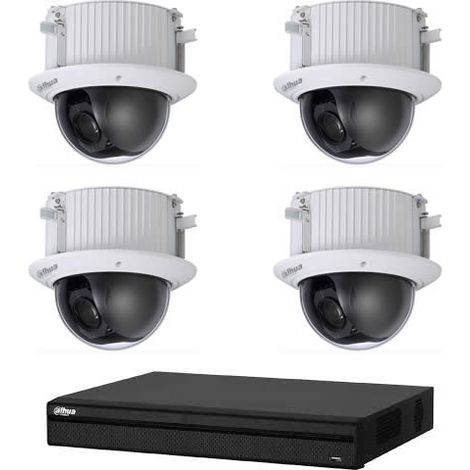 Kit Vidéosurveillance Enregistreur DVR 2 ports HDMI et 4 Caméras Dôme Analogiques HDCVI