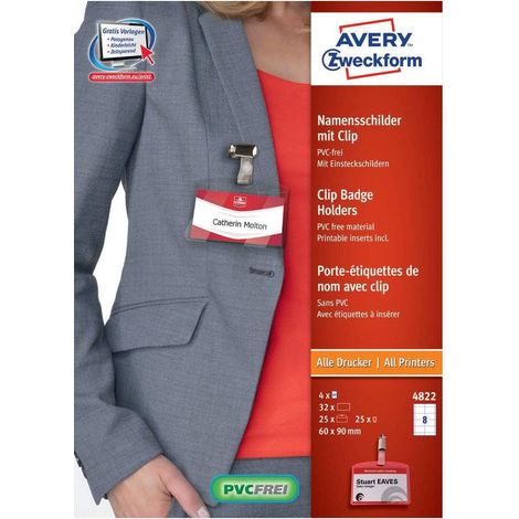 Avery 4822 etiqueta sin adhesivo 32 pieza(s) Transparente, Blanco Rectángulo (1/2)