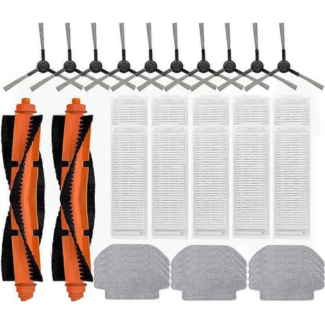 34-teiliges Zubehörset für den Xiaomi T12 / S12 / S10 B106GL Saugroboter: Hauptbürste, Filter und Tuch.
