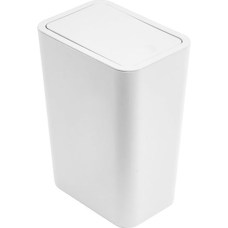Poubelle de salle de bain avec couvercle, petite poubelle à couvercle à pression, corbeille à papier en plastique avec couvercle relevable pour toilettes, bureau, chambre, salon, grise, offre éclair, (1/5)