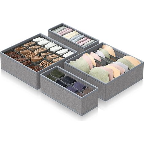 Schubladen Ordnungssystem,4 SET Schrank Organizer,Faltbare Drawer, Aufbewahrungsbox Zur Aufbewahrung von BH, Socken, Höschen, Unterwäsche, Krawatten