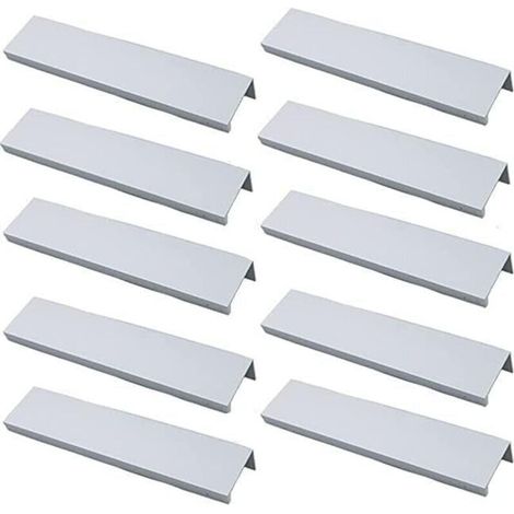 (Blanc)Lot de 10 Poignée Dorée Poignée de Meuble Dorée - Poignée Invisible Poignee de Meuble Cuisine Dorée Poignée Meuble Dorée en Alliage d'Aluminium Entraxe 160mm