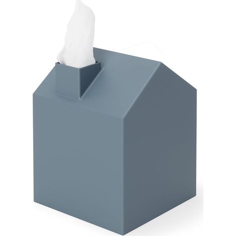 Dispensador de pañuelos de papel, moderno y decorativo para baño, oficina o dormitorio, color azul pizarra.