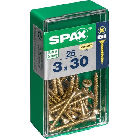 Scatola da 25 unità di vite per legno Spax con testa piatta Yellox 3,0x30 mm Spax (1/4)