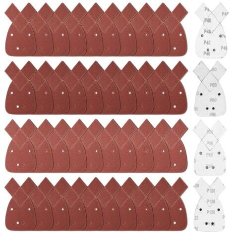 40 Pièces Triangles de Ponçage, Grain 40/60/80/120 Mouse Papier de Verre pour Black and Decker, Papier Abrasif Triangulaire, Feuilles Abrasives Papier de Verre Bois pour Ponceuse Circulaire (1/5)