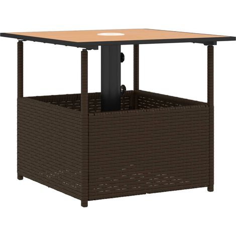 Maison Exclusive - Tavolo Giardino Foro Ombrellone Marrone 55x55x46,5cm Polyrattan