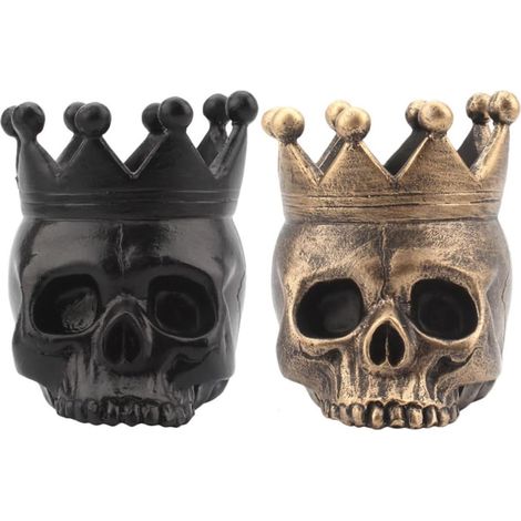 (2 Pièces Bougeoir Halloween en Résine Forme Couronne de Crâne, Décoration Unique pour Fête, Porte-Bougie Chauffe-Plat Créatif (1/5)