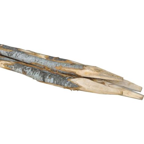 Confezione 7 pz palo tondo castagno semiscortecciato 3–5x125 cm – Punta – Resistenti naturalmente (1/2)