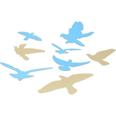 Stickers muraux oiseaux de dessin animé pour salon et chambre, stickers muraux miroir, stickers miroir 3D cristal pour mur TV, décorations dorées. (1/5)