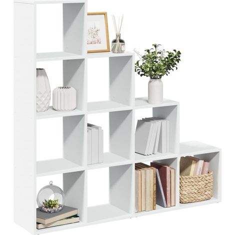 Raumteiler-Bücherregal 4 Stufen Weiß 131,5x29x131,5 cm