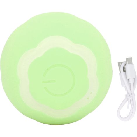 Balle interactive intelligente pour chat, roule automatiquement, rotation à 360°, rechargeable par USB et dotée de lumières LED vertes. (1/5)