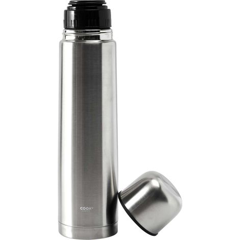 Bouteille Isotherme en INOX 1 L Capuchon Tasse Argenté (1/5)