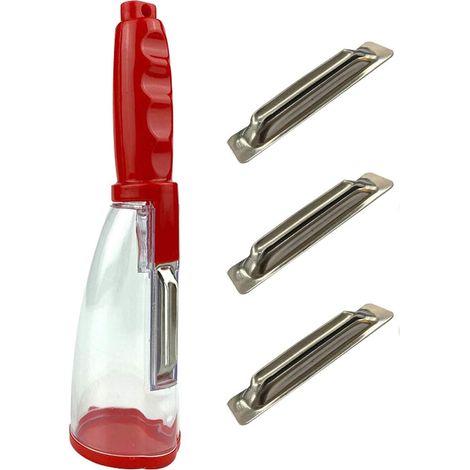 Pela Verdure Frutta Contenitore Sbucciatore Multifunzione Lavabile Rosso 3 Lame (1/5)