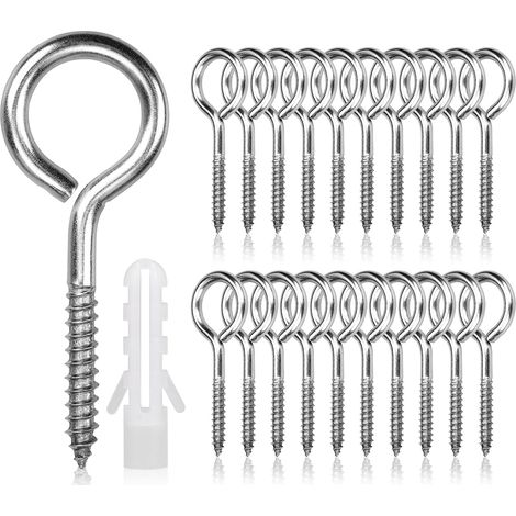 20 Pièces Œillets de Vis en Acier Inoxydable M5 x 65 mm Piton à Visser Lourde Vis à Œillet Crochet à Visser Argenté (1/5)