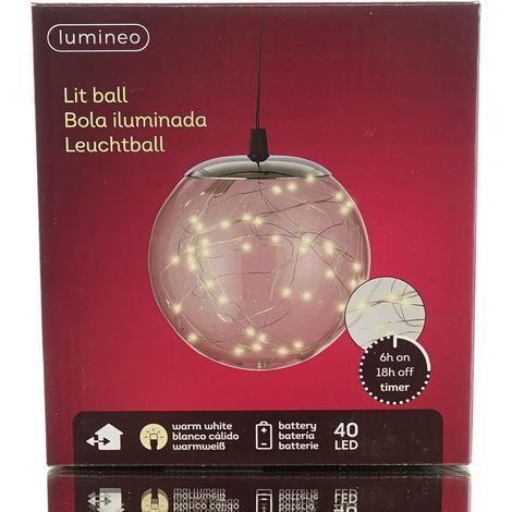 Lumineo Batterie Micro-LED Kugel Transparent Ø 15 cm 40 Lichter - warmweiß (1/5)