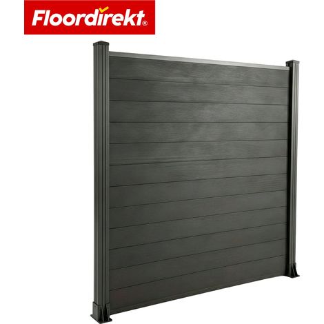 WPC-Sichtschutzzaun Ponza 180 x 180 cm Moderner Sicht- & Windschutz in Schwarz mit Aluminium-Pfosten
