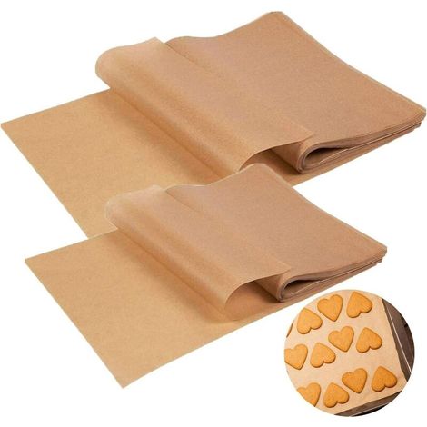 Papier Parchemin Cuisson,ustensile de barbecue,100 Feuilles de Papier de Cuisson étanche Preuve de l'huile Non Blanchi Anti-adhésif Papier Parchemin pour Friteuses Four Vapeur 30 40cm (1/5)