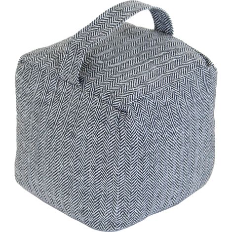 Oypla Herringbone Fabric Heavy Weighted Cube Door Stop Stopper with Handle (1/5)