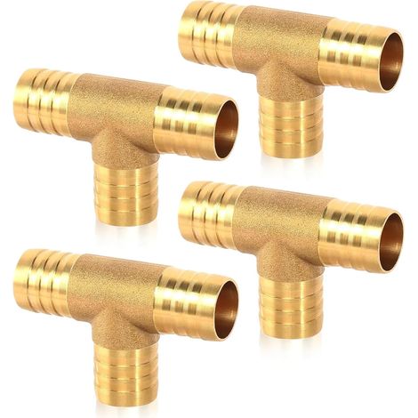 Lot de 4 pièces en T en laiton 3/4" pour raccord de tuyau 19 mm (1/5)